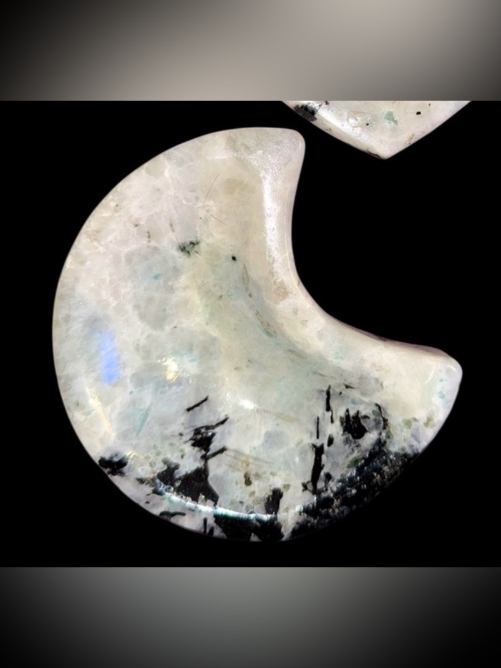 Rainbow Moonstone Moon Bowl Jewelry or Sphere Holder